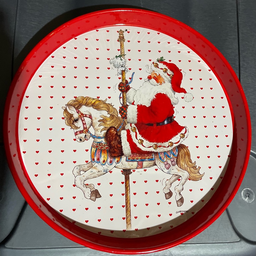 Vintage Giordano Santa on Carousel Red Tray